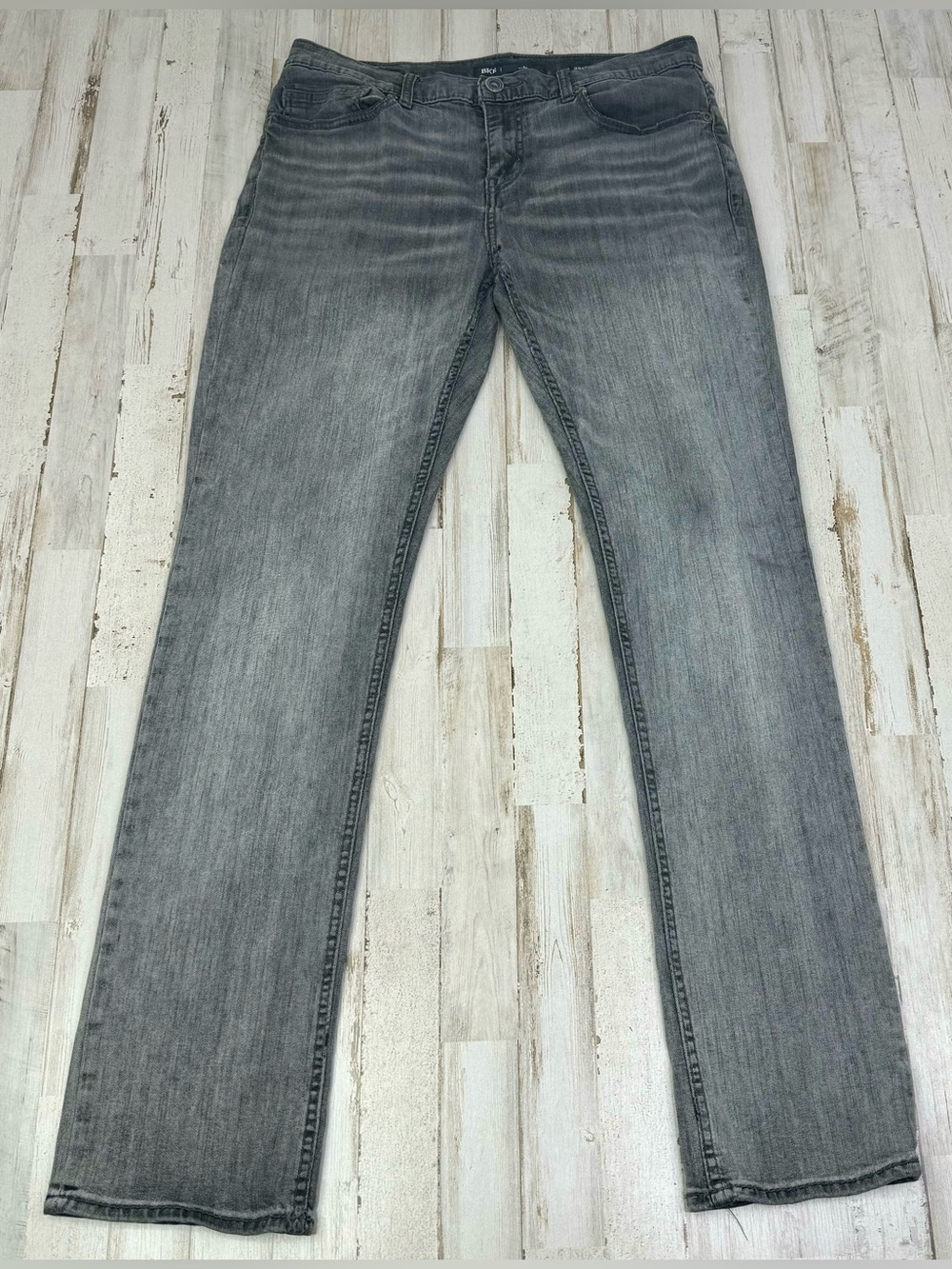 BKE Woman’s Alec Straight Leg Jeans 33x33 Black Denim Stretch Low Waist